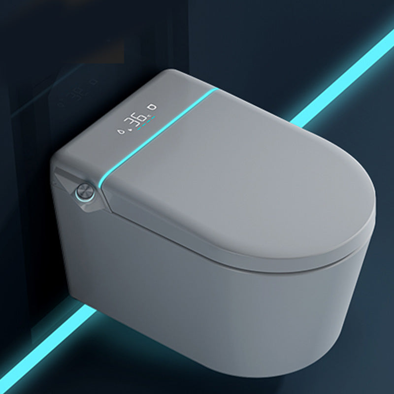 Contemporary Wall Hung Toilet Set Elongated Bowl Shape in White Bidet with High Water Tank Automatic Lid( Top Configuration) Clearhalo 'Bathroom Remodel & Bathroom Fixtures' 'Bidets' 'Home Improvement' 'home_improvement' 'home_improvement_bidets' 'Toilets & Bidets' 7416716