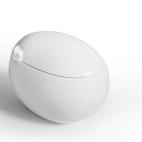 White Contemporary Floor Standing Bidet Round Ceramic Floor Mount Bidet Automatic Lid( Top Configuration) Clearhalo 'Bathroom Remodel & Bathroom Fixtures' 'Bidets' 'Home Improvement' 'home_improvement' 'home_improvement_bidets' 'Toilets & Bidets' 7416733