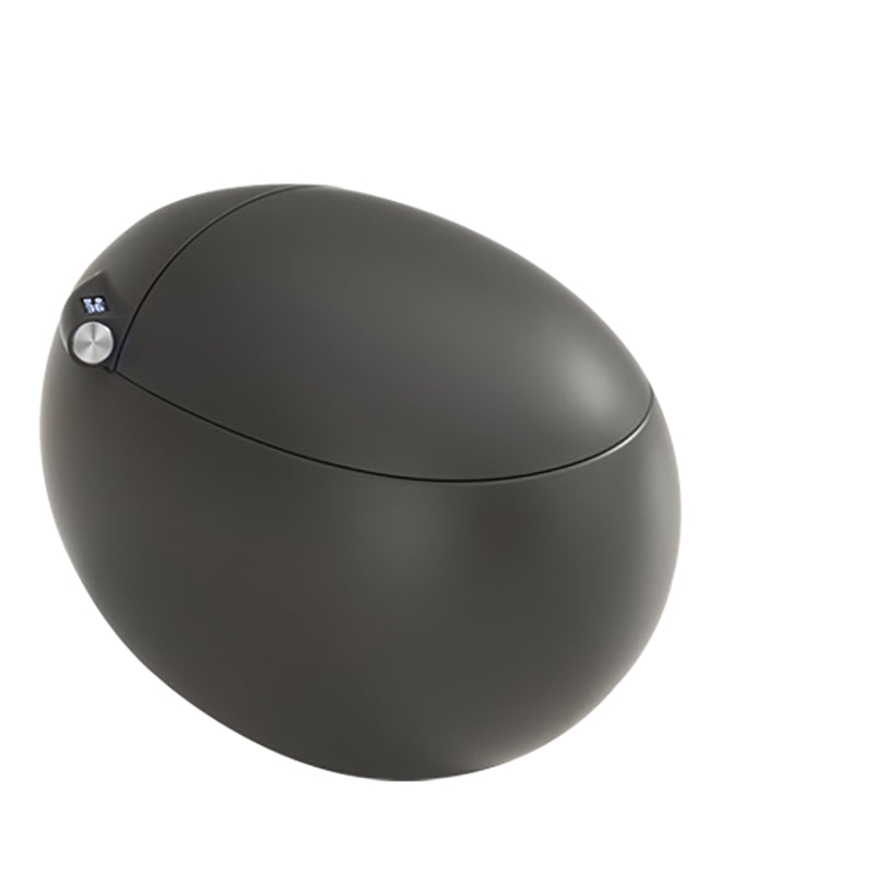 Round Smart Toilet Stain Resistant Floor Mount Bidet with Heated Seat Black-Gray Clearhalo 'Bathroom Remodel & Bathroom Fixtures' 'Bidets' 'Home Improvement' 'home_improvement' 'home_improvement_bidets' 'Toilets & Bidets' 7416841