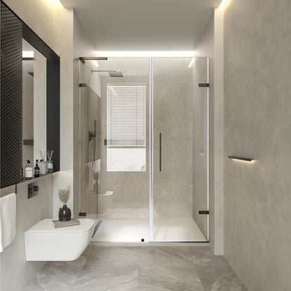 Frameless Hinged Shower Bath Door Transparent Glass Shower Screen Tempered Glass Right Clearhalo 'Bathroom Remodel & Bathroom Fixtures' 'Home Improvement' 'home_improvement' 'home_improvement_shower_tub_doors' 'Shower and Tub Doors' 'shower_tub_doors' 'Showers & Bathtubs' 7417077