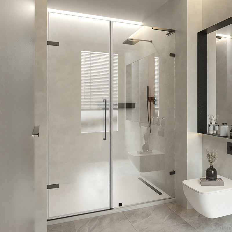 Frameless Hinged Shower Bath Door Transparent Glass Shower Screen Laminated Glass Left Clearhalo 'Bathroom Remodel & Bathroom Fixtures' 'Home Improvement' 'home_improvement' 'home_improvement_shower_tub_doors' 'Shower and Tub Doors' 'shower_tub_doors' 'Showers & Bathtubs' 7417079