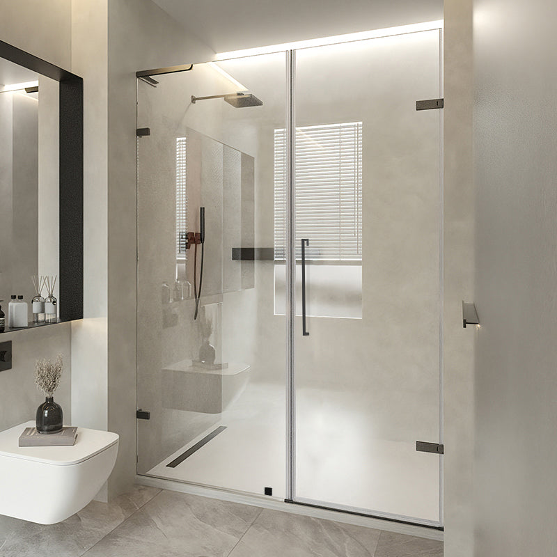 Frameless Hinged Shower Bath Door Transparent Glass Shower Screen Laminated Glass Right Clearhalo 'Bathroom Remodel & Bathroom Fixtures' 'Home Improvement' 'home_improvement' 'home_improvement_shower_tub_doors' 'Shower and Tub Doors' 'shower_tub_doors' 'Showers & Bathtubs' 7417082