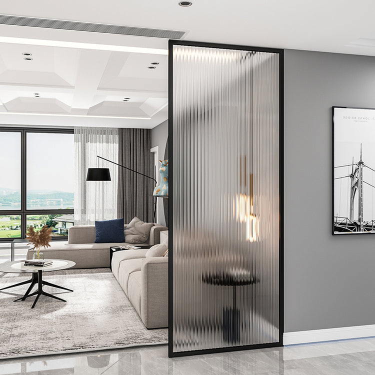 Black Fixed Shower Screen Full Frame Half Partition Bathroom Door Clearhalo 'Bathroom Remodel & Bathroom Fixtures' 'Home Improvement' 'home_improvement' 'home_improvement_shower_tub_doors' 'Shower and Tub Doors' 'shower_tub_doors' 'Showers & Bathtubs' 7417113