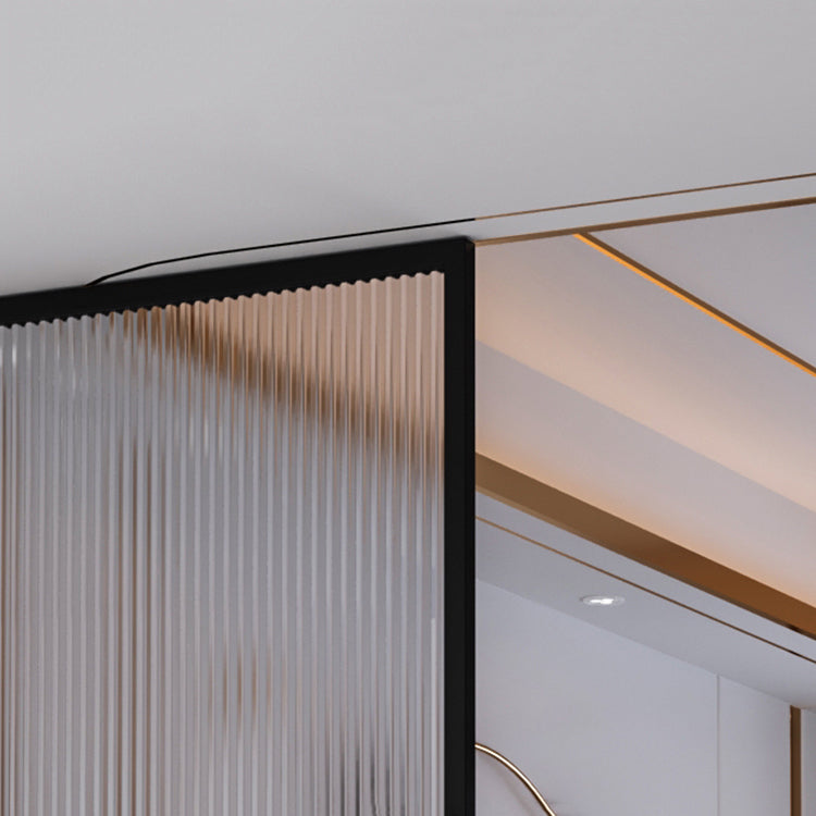 Black Fixed Shower Screen Full Frame Half Partition Bathroom Door Clearhalo 'Bathroom Remodel & Bathroom Fixtures' 'Home Improvement' 'home_improvement' 'home_improvement_shower_tub_doors' 'Shower and Tub Doors' 'shower_tub_doors' 'Showers & Bathtubs' 7417116