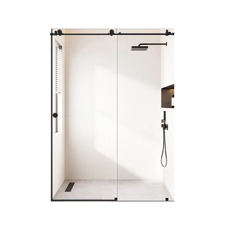 Transparent Pivot Shower Bath Door Tempered Semi-Frameless Shower Doors Clearhalo 'Bathroom Remodel & Bathroom Fixtures' 'Home Improvement' 'home_improvement' 'home_improvement_shower_tub_doors' 'Shower and Tub Doors' 'shower_tub_doors' 'Showers & Bathtubs' 7417128