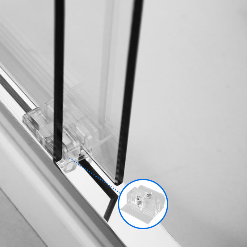 Semi Frameless Black Shower Door Double Sliding Clear Shower Doors Clearhalo 'Bathroom Remodel & Bathroom Fixtures' 'Home Improvement' 'home_improvement' 'home_improvement_shower_tub_doors' 'Shower and Tub Doors' 'shower_tub_doors' 'Showers & Bathtubs' 7417156