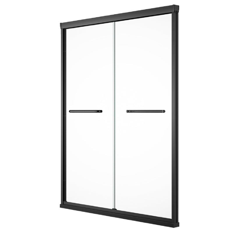 Semi Frameless Black Shower Door Double Sliding Clear Shower Doors Clearhalo 'Bathroom Remodel & Bathroom Fixtures' 'Home Improvement' 'home_improvement' 'home_improvement_shower_tub_doors' 'Shower and Tub Doors' 'shower_tub_doors' 'Showers & Bathtubs' 7417157