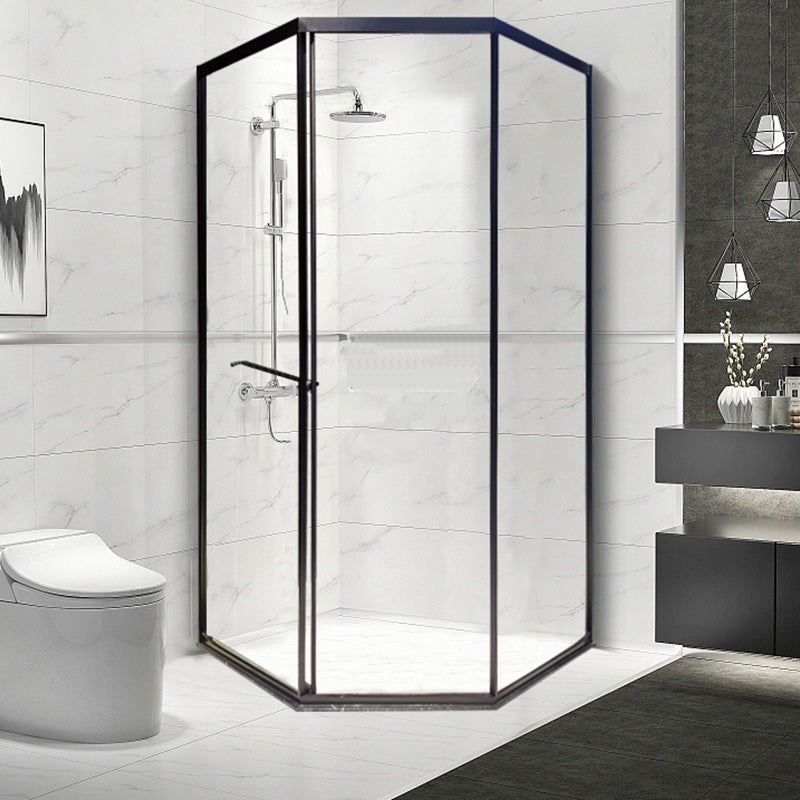 Single Sliding Shower Bath Door Transparent Shower Doors in Black 47.2"L x 47.2"W x 78.7"H Clearhalo 'Bathroom Remodel & Bathroom Fixtures' 'Home Improvement' 'home_improvement' 'home_improvement_shower_tub_doors' 'Shower and Tub Doors' 'shower_tub_doors' 'Showers & Bathtubs' 7417209