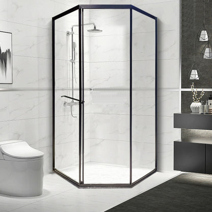 Single Sliding Shower Bath Door Transparent Shower Doors in Black 47.2"L x 47.2"W x 78.7"H Clearhalo 'Bathroom Remodel & Bathroom Fixtures' 'Home Improvement' 'home_improvement' 'home_improvement_shower_tub_doors' 'Shower and Tub Doors' 'shower_tub_doors' 'Showers & Bathtubs' 7417209