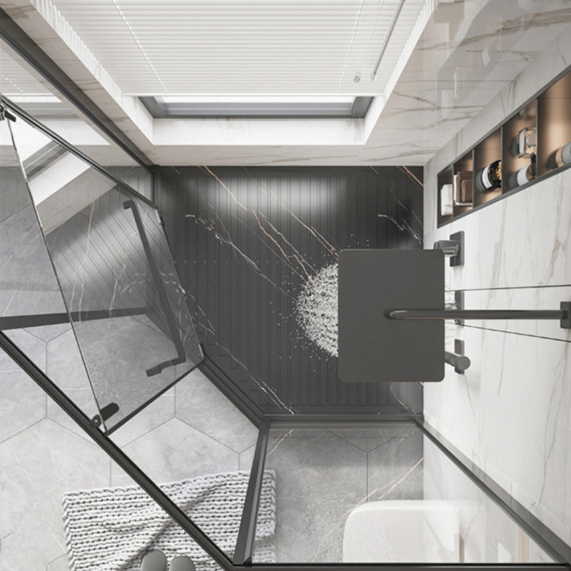 Single Sliding Shower Bath Door Transparent Shower Doors in Black Clearhalo 'Bathroom Remodel & Bathroom Fixtures' 'Home Improvement' 'home_improvement' 'home_improvement_shower_tub_doors' 'Shower and Tub Doors' 'shower_tub_doors' 'Showers & Bathtubs' 7417211