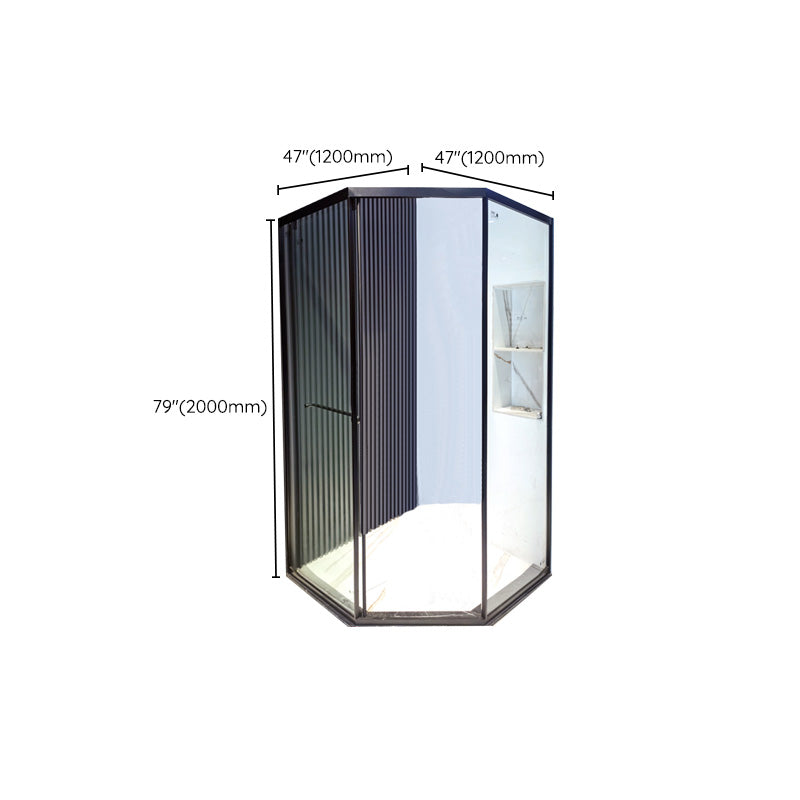 Single Sliding Shower Bath Door Transparent Shower Doors in Black Clearhalo 'Bathroom Remodel & Bathroom Fixtures' 'Home Improvement' 'home_improvement' 'home_improvement_shower_tub_doors' 'Shower and Tub Doors' 'shower_tub_doors' 'Showers & Bathtubs' 7417219