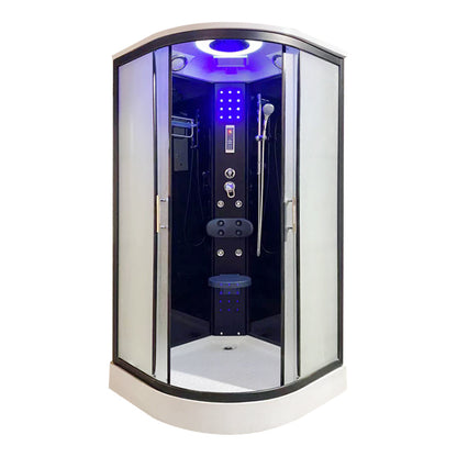 Neo-Round Shower Stall Framed Double Sliding Tinted Shower Kit Luxury