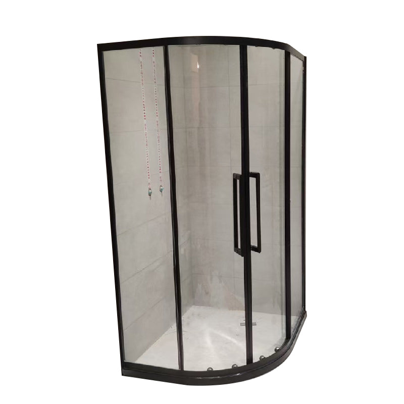 Clear Tempered Glass Shower Stall Round Shower Enclosure on Corner Black Clearhalo 'Bathroom Remodel & Bathroom Fixtures' 'Home Improvement' 'home_improvement' 'home_improvement_shower_stalls_enclosures' 'Shower Stalls & Enclosures' 'shower_stalls_enclosures' 'Showers & Bathtubs' 7417259