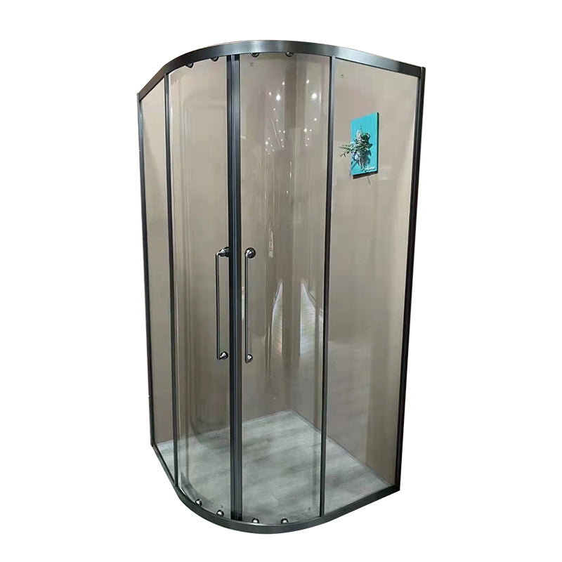 Clear Tempered Glass Shower Stall Round Shower Enclosure on Corner Gray Clearhalo 'Bathroom Remodel & Bathroom Fixtures' 'Home Improvement' 'home_improvement' 'home_improvement_shower_stalls_enclosures' 'Shower Stalls & Enclosures' 'shower_stalls_enclosures' 'Showers & Bathtubs' 7417261