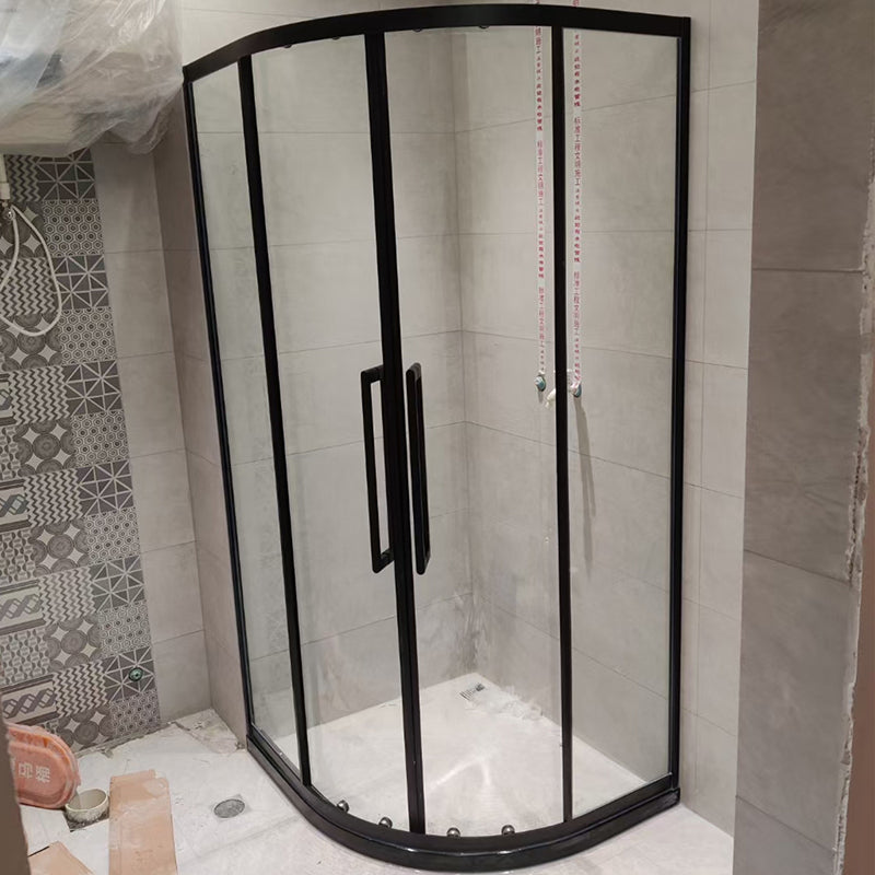 Clear Tempered Glass Shower Stall Round Shower Enclosure on Corner Clearhalo 'Bathroom Remodel & Bathroom Fixtures' 'Home Improvement' 'home_improvement' 'home_improvement_shower_stalls_enclosures' 'Shower Stalls & Enclosures' 'shower_stalls_enclosures' 'Showers & Bathtubs' 7417270