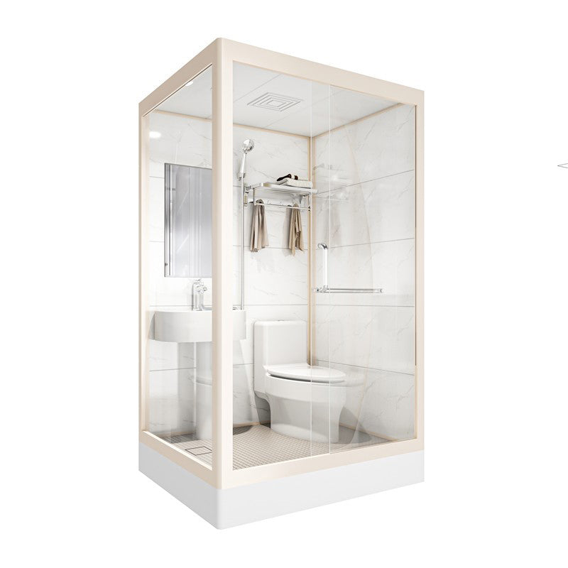 Clear and Frosted Shower Enclosure Easy Clean Glass Shower Kit Toilet Included Front Opening Clearhalo 'Bathroom Remodel & Bathroom Fixtures' 'Home Improvement' 'home_improvement' 'home_improvement_shower_stalls_enclosures' 'Shower Stalls & Enclosures' 'shower_stalls_enclosures' 'Showers & Bathtubs' 7417321