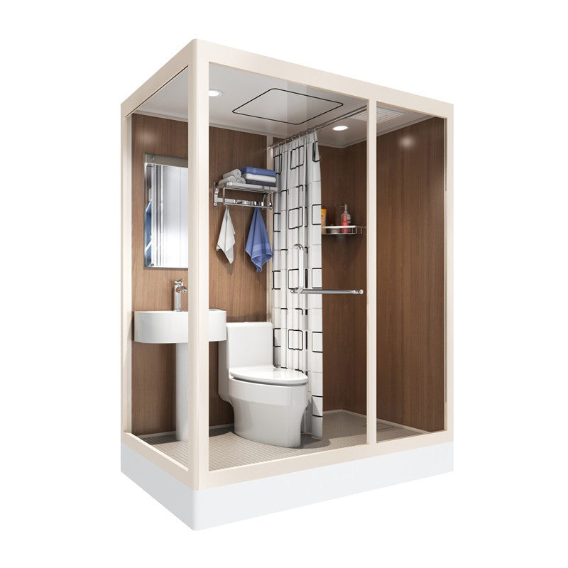 Clear and Frosted Shower Enclosure Easy Clean Glass Shower Kit 75"L x 47"W x 87"H Shower Curtain Toilet Front Opening Clearhalo 'Bathroom Remodel & Bathroom Fixtures' 'Home Improvement' 'home_improvement' 'home_improvement_shower_stalls_enclosures' 'Shower Stalls & Enclosures' 'shower_stalls_enclosures' 'Showers & Bathtubs' 7417324