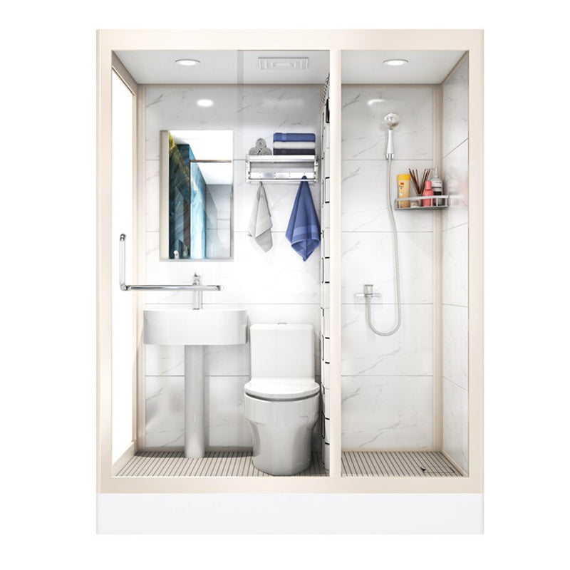 Clear and Frosted Shower Enclosure Easy Clean Glass Shower Kit Clearhalo 'Bathroom Remodel & Bathroom Fixtures' 'Home Improvement' 'home_improvement' 'home_improvement_shower_stalls_enclosures' 'Shower Stalls & Enclosures' 'shower_stalls_enclosures' 'Showers & Bathtubs' 7417334
