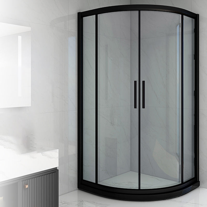 Easy Clean Glass Shower Enclosure Black Neo-Angle Shower Kit Clearhalo 'Bathroom Remodel & Bathroom Fixtures' 'Home Improvement' 'home_improvement' 'home_improvement_shower_stalls_enclosures' 'Shower Stalls & Enclosures' 'shower_stalls_enclosures' 'Showers & Bathtubs' 7417344