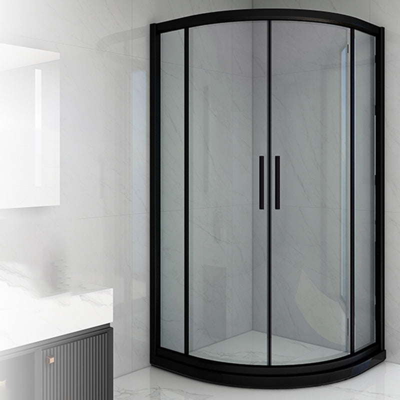 Easy Clean Glass Shower Enclosure Black Neo-Angle Shower Kit 47.2"L x 47.2"W x 76.8"H Clearhalo 'Bathroom Remodel & Bathroom Fixtures' 'Home Improvement' 'home_improvement' 'home_improvement_shower_stalls_enclosures' 'Shower Stalls & Enclosures' 'shower_stalls_enclosures' 'Showers & Bathtubs' 7417344