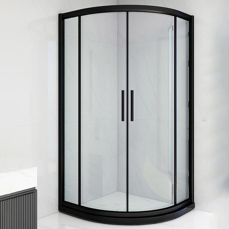 Easy Clean Glass Shower Enclosure Black Neo-Angle Shower Kit Clearhalo 'Bathroom Remodel & Bathroom Fixtures' 'Home Improvement' 'home_improvement' 'home_improvement_shower_stalls_enclosures' 'Shower Stalls & Enclosures' 'shower_stalls_enclosures' 'Showers & Bathtubs' 7417346