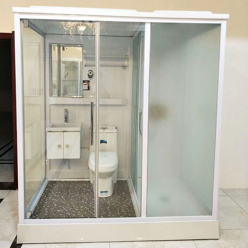 Single Sliding Rectangle Shower Kit Tempered Framed Shower Stall 75"L x 47"W x 85"H Toilet Only Rectangle Clearhalo 'Bathroom Remodel & Bathroom Fixtures' 'Home Improvement' 'home_improvement' 'home_improvement_shower_stalls_enclosures' 'Shower Stalls & Enclosures' 'shower_stalls_enclosures' 'Showers & Bathtubs' 7417366