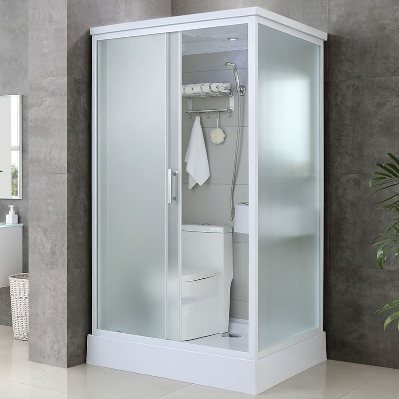 Single Sliding Rectangle Shower Kit Tempered Framed Shower Stall Clearhalo 'Bathroom Remodel & Bathroom Fixtures' 'Home Improvement' 'home_improvement' 'home_improvement_shower_stalls_enclosures' 'Shower Stalls & Enclosures' 'shower_stalls_enclosures' 'Showers & Bathtubs' 7417367