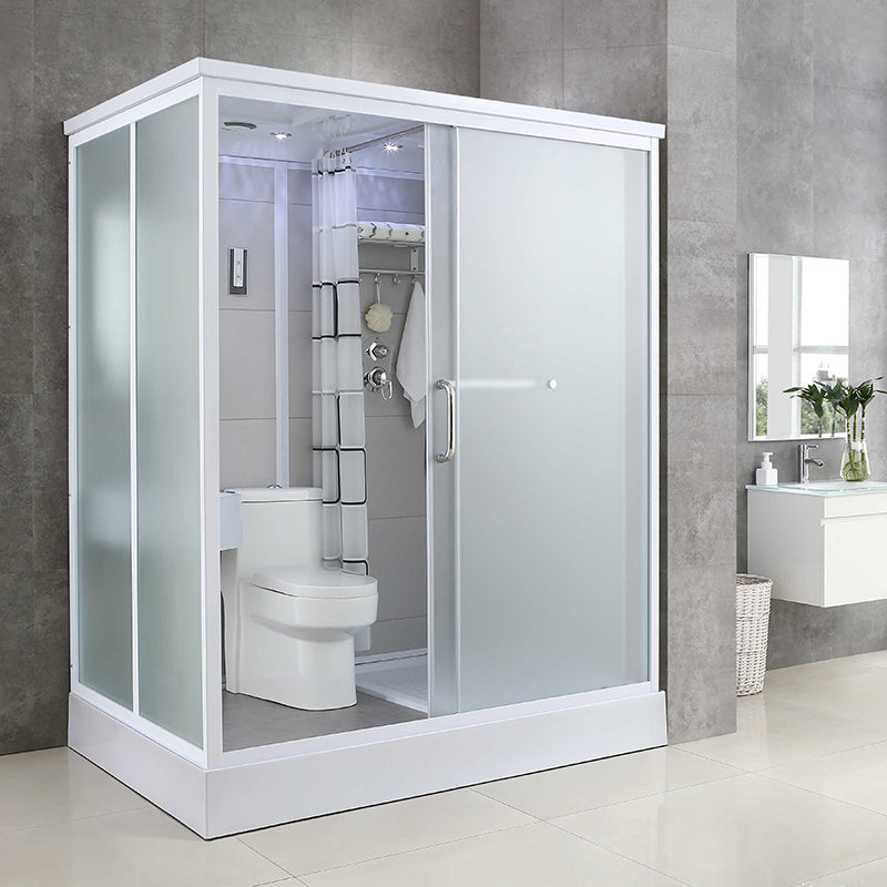 Single Sliding Rectangle Shower Kit Tempered Framed Shower Stall 67"L x 47"W x 85"H Toilet Only Rectangle Clearhalo 'Bathroom Remodel & Bathroom Fixtures' 'Home Improvement' 'home_improvement' 'home_improvement_shower_stalls_enclosures' 'Shower Stalls & Enclosures' 'shower_stalls_enclosures' 'Showers & Bathtubs' 7417371