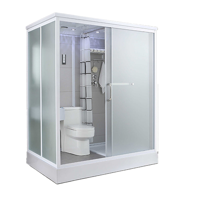 Single Sliding Rectangle Shower Kit Tempered Framed Shower Stall Clearhalo 'Bathroom Remodel & Bathroom Fixtures' 'Home Improvement' 'home_improvement' 'home_improvement_shower_stalls_enclosures' 'Shower Stalls & Enclosures' 'shower_stalls_enclosures' 'Showers & Bathtubs' 7417374