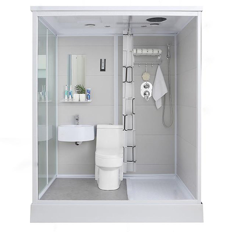 Single Sliding Rectangle Shower Kit Tempered Framed Shower Stall Clearhalo 'Bathroom Remodel & Bathroom Fixtures' 'Home Improvement' 'home_improvement' 'home_improvement_shower_stalls_enclosures' 'Shower Stalls & Enclosures' 'shower_stalls_enclosures' 'Showers & Bathtubs' 7417384