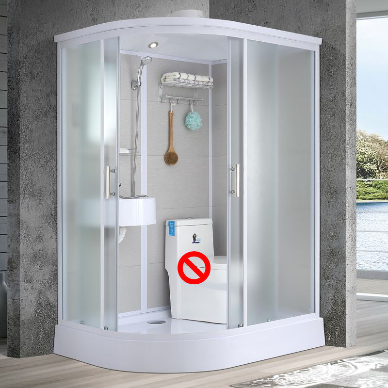 Single Sliding Rectangle Shower Kit Tempered Framed Shower Stall 55"L x 43"W x 85"H Toilet Not Included Round Clearhalo 'Bathroom Remodel & Bathroom Fixtures' 'Home Improvement' 'home_improvement' 'home_improvement_shower_stalls_enclosures' 'Shower Stalls & Enclosures' 'shower_stalls_enclosures' 'Showers & Bathtubs' 7417385