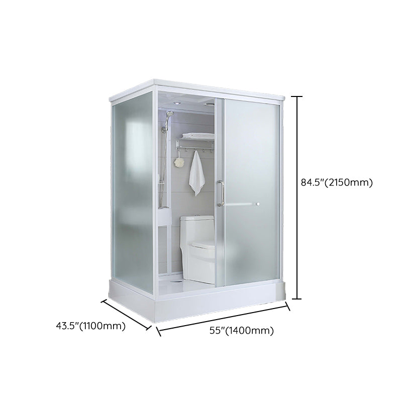 Single Sliding Rectangle Shower Kit Tempered Framed Shower Stall Clearhalo 'Bathroom Remodel & Bathroom Fixtures' 'Home Improvement' 'home_improvement' 'home_improvement_shower_stalls_enclosures' 'Shower Stalls & Enclosures' 'shower_stalls_enclosures' 'Showers & Bathtubs' 7417386