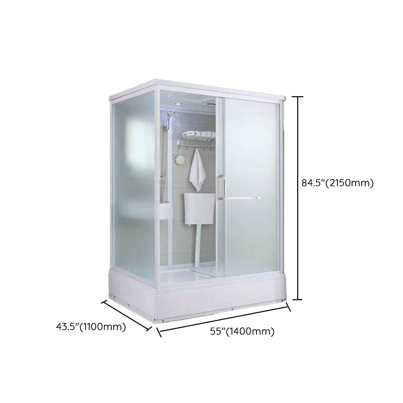 Single Sliding Rectangle Shower Kit Tempered Framed Shower Stall Clearhalo 'Bathroom Remodel & Bathroom Fixtures' 'Home Improvement' 'home_improvement' 'home_improvement_shower_stalls_enclosures' 'Shower Stalls & Enclosures' 'shower_stalls_enclosures' 'Showers & Bathtubs' 7417387