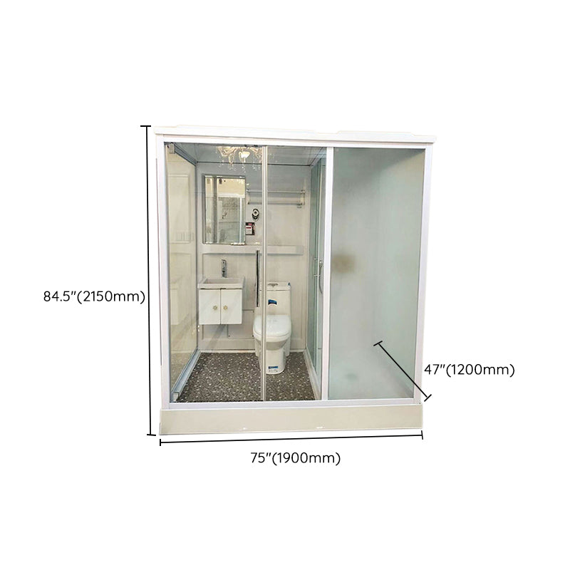 Single Sliding Rectangle Shower Kit Tempered Framed Shower Stall Clearhalo 'Bathroom Remodel & Bathroom Fixtures' 'Home Improvement' 'home_improvement' 'home_improvement_shower_stalls_enclosures' 'Shower Stalls & Enclosures' 'shower_stalls_enclosures' 'Showers & Bathtubs' 7417390
