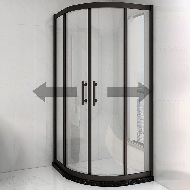 Black Neo-Angle Shower Enclosure Easy Clean Glass Shower Enclosure on Corner Clearhalo 'Bathroom Remodel & Bathroom Fixtures' 'Home Improvement' 'home_improvement' 'home_improvement_shower_stalls_enclosures' 'Shower Stalls & Enclosures' 'shower_stalls_enclosures' 'Showers & Bathtubs' 7417395