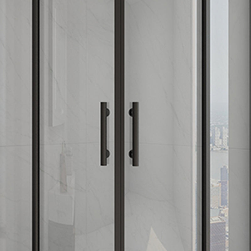 Black Neo-Angle Shower Enclosure Easy Clean Glass Shower Enclosure on Corner Clearhalo 'Bathroom Remodel & Bathroom Fixtures' 'Home Improvement' 'home_improvement' 'home_improvement_shower_stalls_enclosures' 'Shower Stalls & Enclosures' 'shower_stalls_enclosures' 'Showers & Bathtubs' 7417398