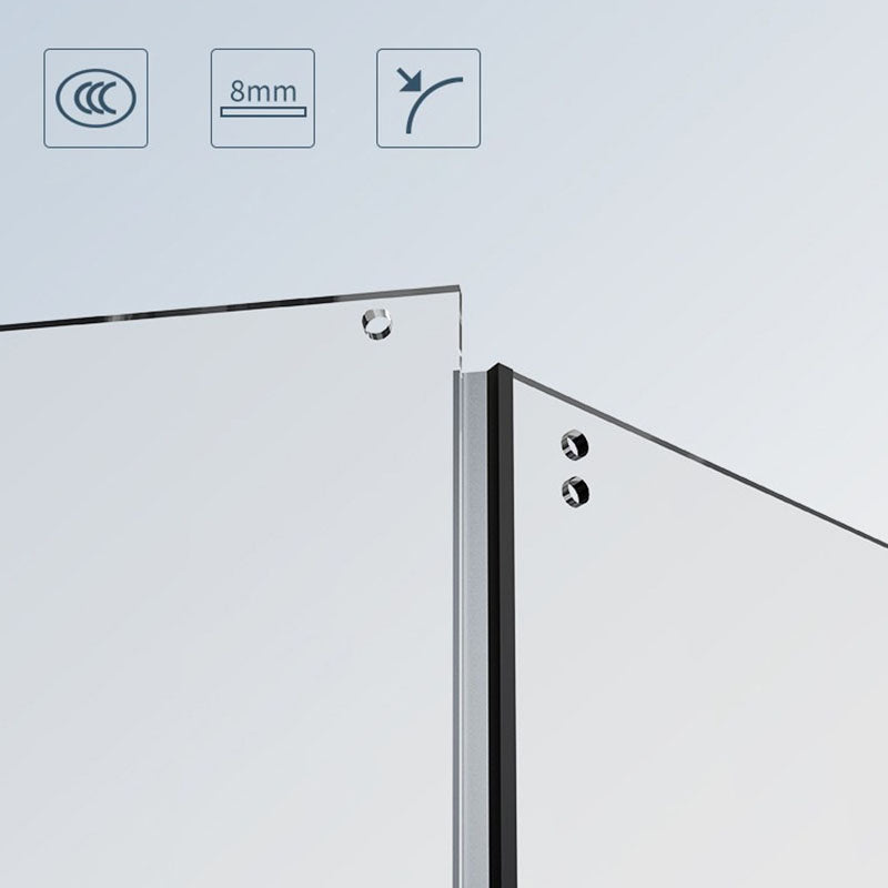 Black Neo-Angle Shower Enclosure Easy Clean Glass Shower Enclosure on Corner Clearhalo 'Bathroom Remodel & Bathroom Fixtures' 'Home Improvement' 'home_improvement' 'home_improvement_shower_stalls_enclosures' 'Shower Stalls & Enclosures' 'shower_stalls_enclosures' 'Showers & Bathtubs' 7417399