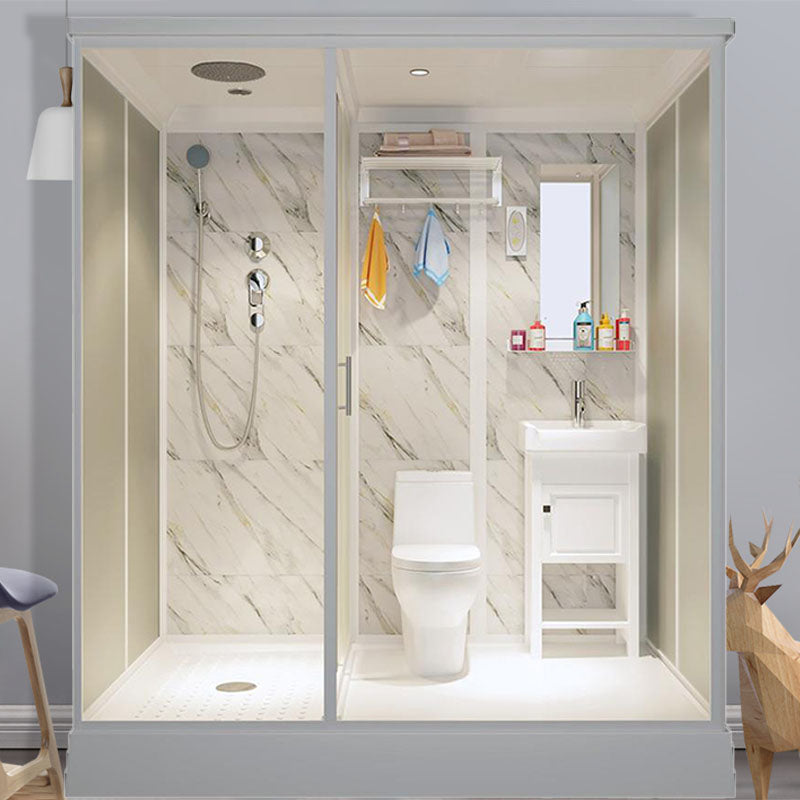 Rectangle Shower Stall Tempered Glass Shower Stall with Shower Base Clearhalo 'Bathroom Remodel & Bathroom Fixtures' 'Home Improvement' 'home_improvement' 'home_improvement_shower_stalls_enclosures' 'Shower Stalls & Enclosures' 'shower_stalls_enclosures' 'Showers & Bathtubs' 7417443