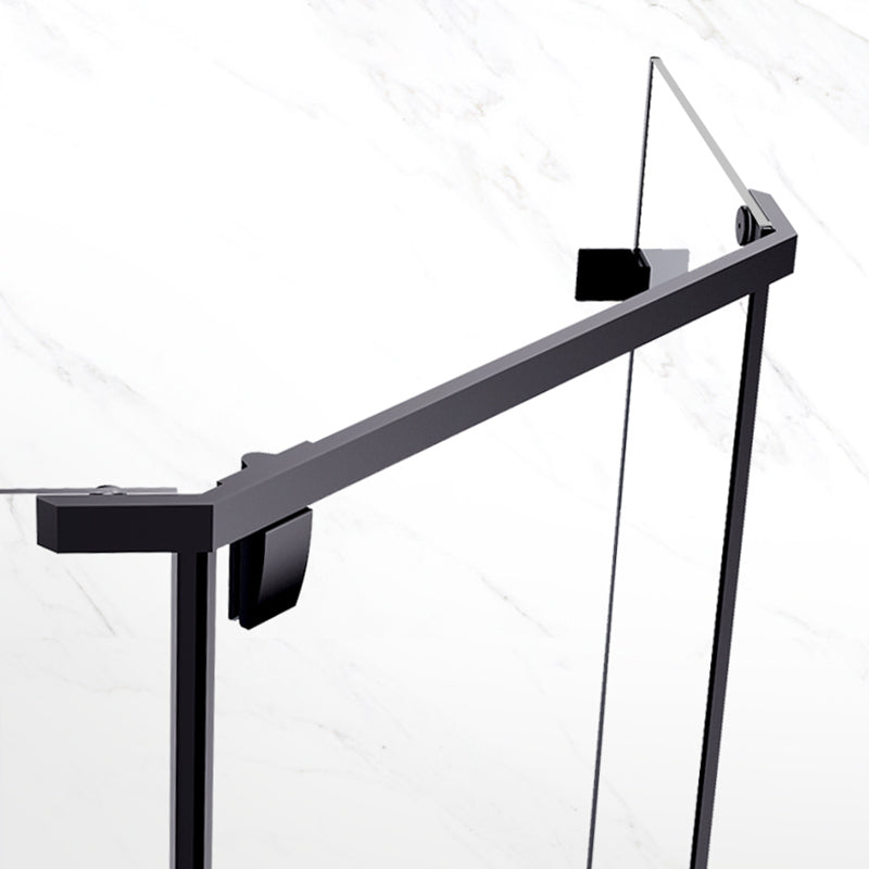 Neo-Angle Tempered Glass Shower Enclosure Black Framed Shower Kit Clearhalo 'Bathroom Remodel & Bathroom Fixtures' 'Home Improvement' 'home_improvement' 'home_improvement_shower_stalls_enclosures' 'Shower Stalls & Enclosures' 'shower_stalls_enclosures' 'Showers & Bathtubs' 7417466