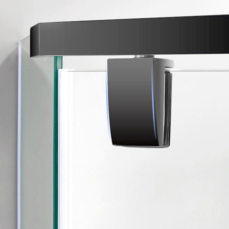 Neo-Angle Tempered Glass Shower Enclosure Black Framed Shower Kit Clearhalo 'Bathroom Remodel & Bathroom Fixtures' 'Home Improvement' 'home_improvement' 'home_improvement_shower_stalls_enclosures' 'Shower Stalls & Enclosures' 'shower_stalls_enclosures' 'Showers & Bathtubs' 7417471