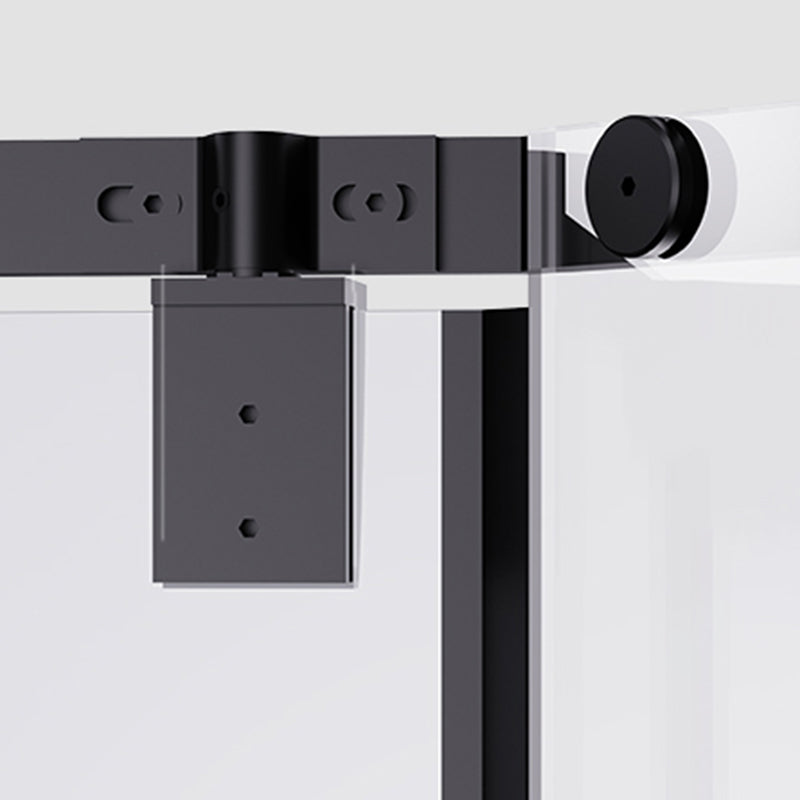 Neo-Angle Tempered Glass Shower Enclosure Black Framed Shower Kit Clearhalo 'Bathroom Remodel & Bathroom Fixtures' 'Home Improvement' 'home_improvement' 'home_improvement_shower_stalls_enclosures' 'Shower Stalls & Enclosures' 'shower_stalls_enclosures' 'Showers & Bathtubs' 7417472