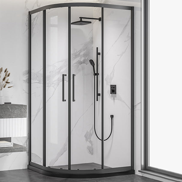 Full Frame Double Sliding Shower Door Tempered Glass Shower Screen Black Clearhalo 'Bathroom Remodel & Bathroom Fixtures' 'Home Improvement' 'home_improvement' 'home_improvement_shower_tub_doors' 'Shower and Tub Doors' 'shower_tub_doors' 'Showers & Bathtubs' 7417508