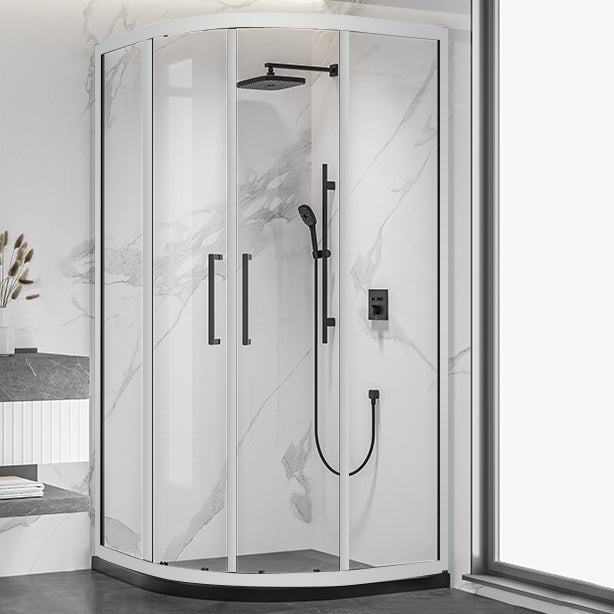 Full Frame Double Sliding Shower Door Tempered Glass Shower Screen Silver Clearhalo 'Bathroom Remodel & Bathroom Fixtures' 'Home Improvement' 'home_improvement' 'home_improvement_shower_tub_doors' 'Shower and Tub Doors' 'shower_tub_doors' 'Showers & Bathtubs' 7417509