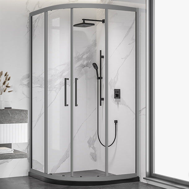 Full Frame Double Sliding Shower Door Tempered Glass Shower Screen Grey Clearhalo 'Bathroom Remodel & Bathroom Fixtures' 'Home Improvement' 'home_improvement' 'home_improvement_shower_tub_doors' 'Shower and Tub Doors' 'shower_tub_doors' 'Showers & Bathtubs' 7417510
