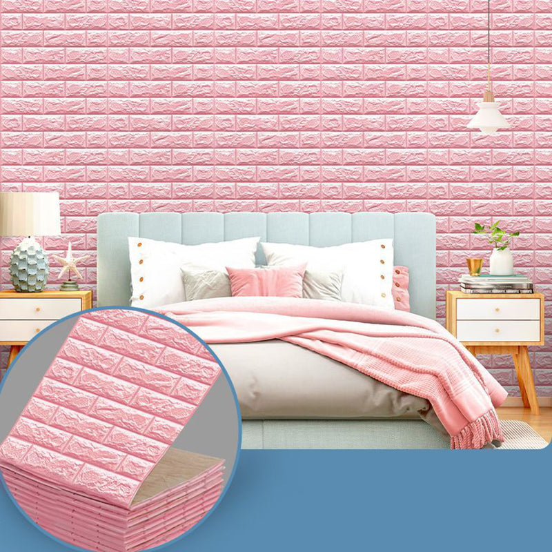 Modern Peel & Stick Subway Tile Water Resistant Wall Tile for Bedroom Living Room Pink Clearhalo 'Flooring 'Home Improvement' 'home_improvement' 'home_improvement_wall_paneling' 'Wall Paneling' 'wall_paneling' 'Walls & Ceilings' Walls and Ceiling' 7418162