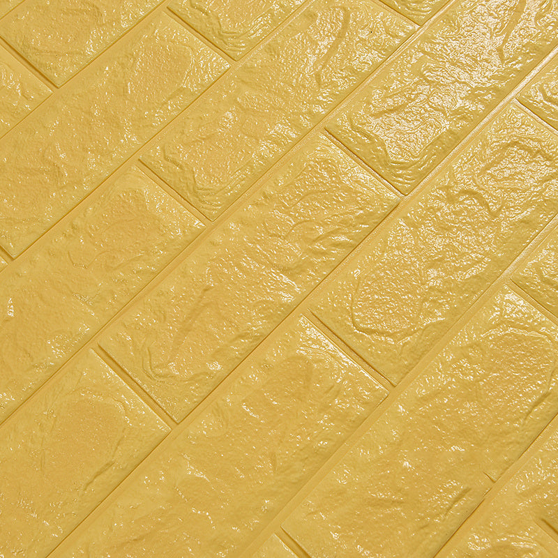 Modern Wall Ceiling Plain Peel and Stick 3D Embossed Waterproof Backsplash Panels Yellow Clearhalo 'Flooring 'Home Improvement' 'home_improvement' 'home_improvement_wall_paneling' 'Wall Paneling' 'wall_paneling' 'Walls & Ceilings' Walls and Ceiling' 7418548