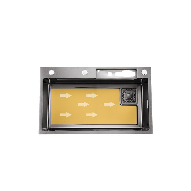 Modern Workstation Sink Stainless Steel with Soundproofing and Cutting-Board Kitchen Sink Clearhalo 'Home Improvement' 'home_improvement' 'home_improvement_kitchen_sinks' 'Kitchen Remodel & Kitchen Fixtures' 'Kitchen Sinks & Faucet Components' 'Kitchen Sinks' 'kitchen_sinks' 7418683