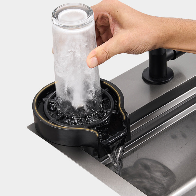 Modern Workstation Sink Stainless Steel with Soundproofing and Cutting-Board Kitchen Sink Clearhalo 'Home Improvement' 'home_improvement' 'home_improvement_kitchen_sinks' 'Kitchen Remodel & Kitchen Fixtures' 'Kitchen Sinks & Faucet Components' 'Kitchen Sinks' 'kitchen_sinks' 7418688