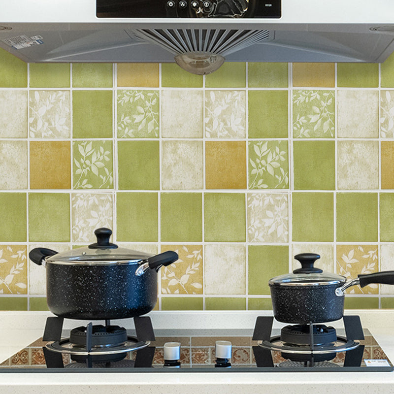 Modern Peel and Stick Backsplash Wall Tile PVC Wallpaper for Kitchen Green Clearhalo 'Flooring 'Home Improvement' 'home_improvement' 'home_improvement_peel_stick_blacksplash' 'Peel & Stick Backsplash Tile' 'peel_stick_blacksplash' 'Walls & Ceilings' Walls and Ceiling' 7418702