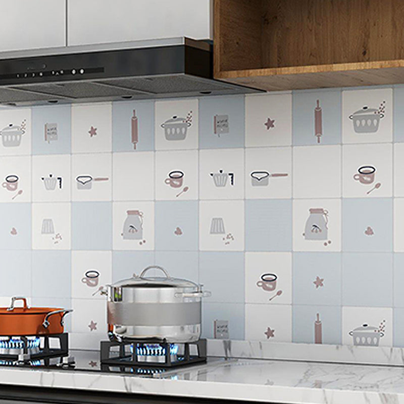 Modern Peel and Stick Backsplash Tile PVC Rectangular Wallpaper White-Blue Clearhalo 'Flooring 'Home Improvement' 'home_improvement' 'home_improvement_peel_stick_blacksplash' 'Peel & Stick Backsplash Tile' 'peel_stick_blacksplash' 'Walls & Ceilings' Walls and Ceiling' 7418732